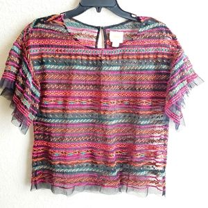 Anthropologie Maeve sheer multicolor blouse